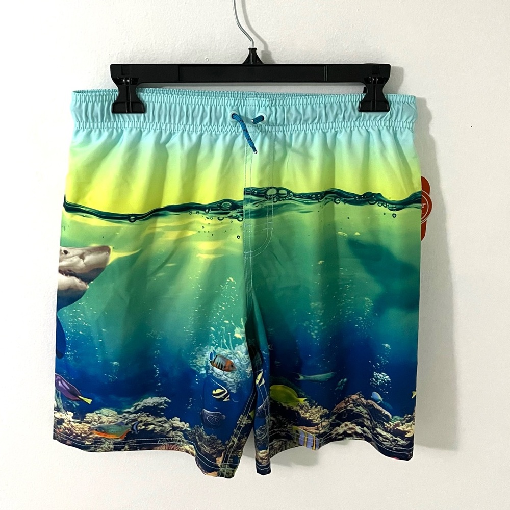 NWT Wonder Nation Ocean Themed Swim Trunks, Size: XL (14-16)